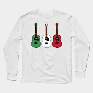 Acoustic Guitar Italian Flag Guitarist Musician Italy Long Sleeve T-Shirt